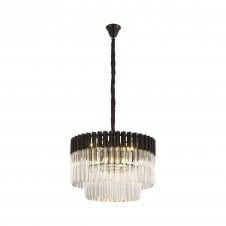 ECHELONS Pendant Round 8 Light | Matt Black Clear Glass | Handcrafted