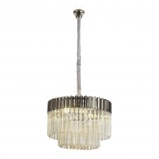 ECHELONS Pendant Round 8 Light | Polished Nickel & Cognac Glass | Handcrafted