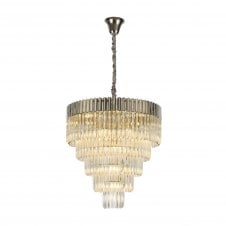 ECHELONS Round 18 Light Ceiling Pendant in Polished Nickel with Crystal Rods