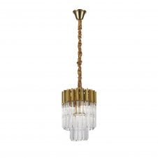 ECHELONS Small Chandelier Brass Crystal Glass Ceiling Pendant