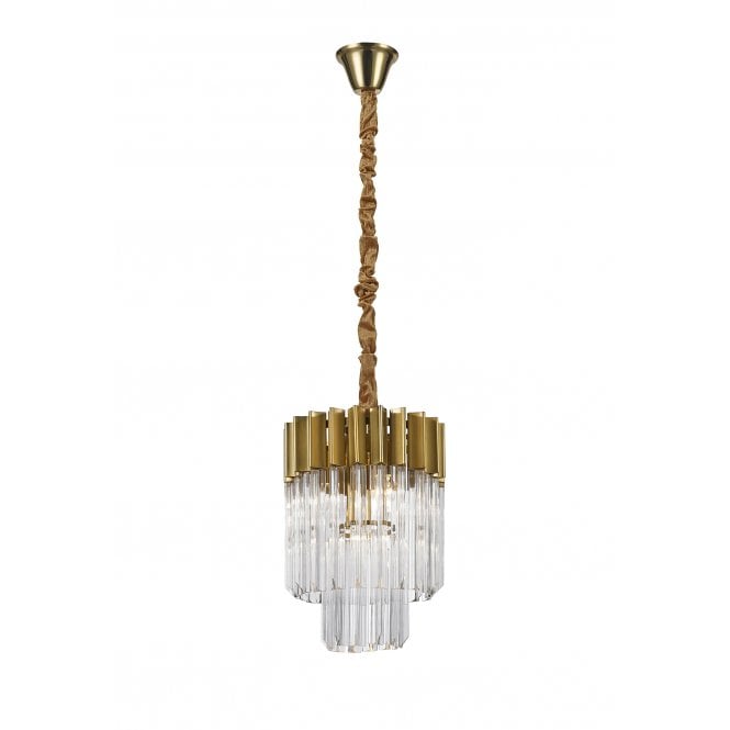 ECHELONS Small Chandelier Brass Crystal Glass Ceiling Pendant