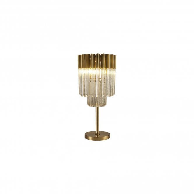 ECHELONS Table Lamp 3 Light | Brass and Cognac Sculpted Glass | Handcrafted