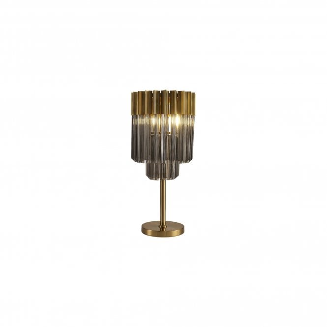 ECHELONS Table Lamp 3 Light E14 | Brass and Smoke Sculpted Glass | Handcrafted