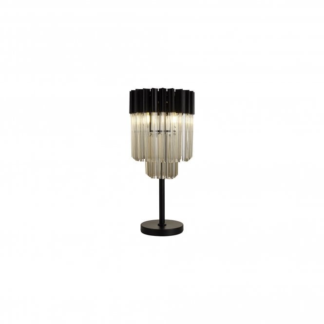ECHELONS Table Lamp 3 Light | Matt Black and Cognac Sculpted Glass | Handcrafted