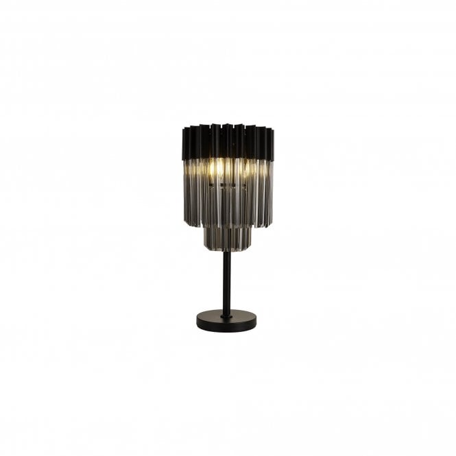 ECHELONS Table Lamp 3 Light | Matt Black and Smoke Sculpted Glass | Handcrafted