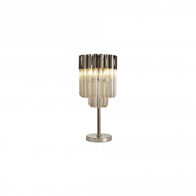ECHELONS Table Lamp 3 Light | Polished Nickel and Cognac Sculpted Glass | Handcrafted