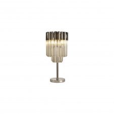 ECHELONS Table Lamp 3 Light | Polished Nickel and Cognac Sculpted Glass | Handcrafted
