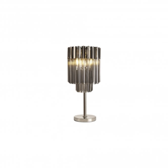 ECHELONS Table Lamp 3 Light | Polished Nickel and Smoke Sculpted Glass | Handcrafted
