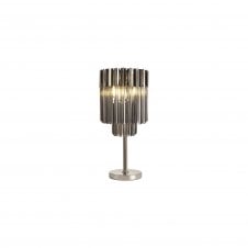 ECHELONS Table Lamp 3 Light | Polished Nickel and Smoke Sculpted Glass | Handcrafted
