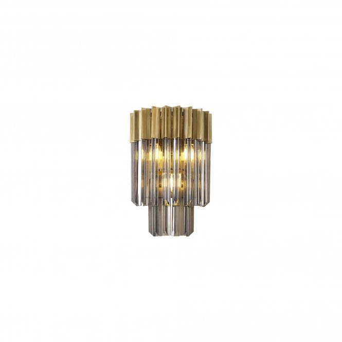 ECHELONS Wall 3 Light | Brass and Smoke Sculpted Glass | Handcrafted