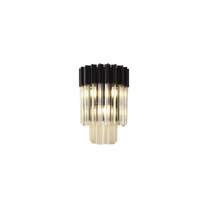 ECHELONS Wall 3 Light | Matt Black and Cognac Sculpted Glass | Handcrafted