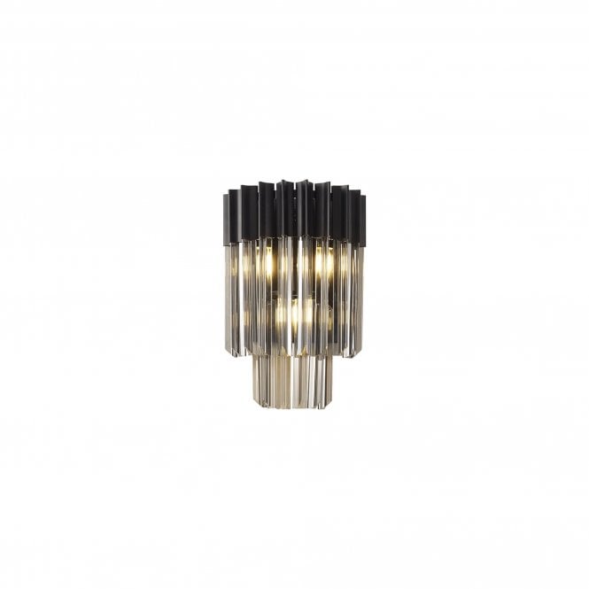 ECHELONS Wall 3 Light | Matt Black and Smoke Sculpted Glass | Handcrafted