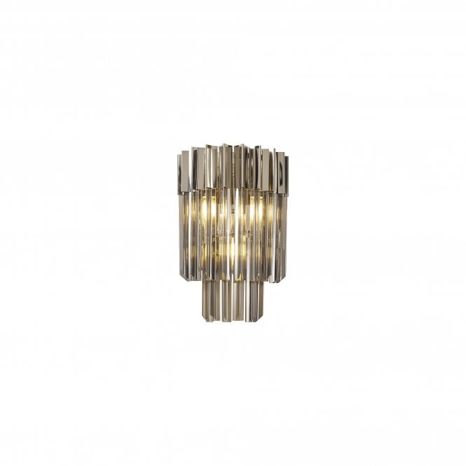 ECHELONS Wall 3 Light | Polished Nickel and Smoke Sculpted Glass | Handcrafted