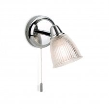 ECHO 1 Light Wall Light in Chrome with Clear Ribbed Glass