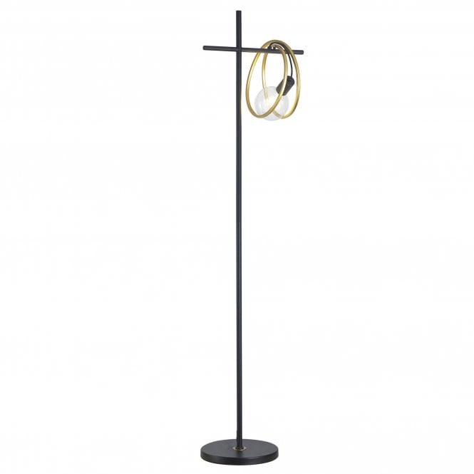 ECLIPSE Double Ring Floor Lamp | 1 Light | Matt Black Painted Gold
