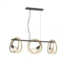 ECLIPSE Double Ring Linear Pendant | 3 Light | Matt Black Painted Gold