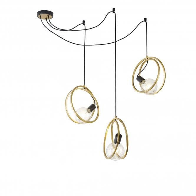 ECLIPSE Double Ring Multi Pendant | 3 Light | Matt Black Painted Gold