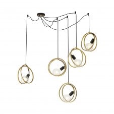 ECLIPSE Double Ring Multi Pendant | 5 Light | Matt Black Painted Gold