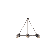 ECLIPSE Matte Black and Holophane Glass Dish Chandelier