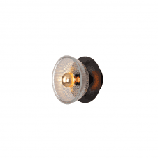 ECLIPSE Matte Black and Holophane Glass Dish Wall Light