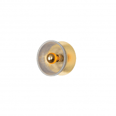 ECLIPSE Satin Brass and Holophane Glass Dish Wall Light