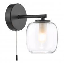 matt black bathroom wall light with glass shade