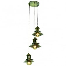 Steampunk Lighting Styles. Industrial Cluster Light, solid Brass.