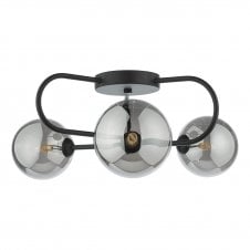 Smoked glass semi flush ceiling light