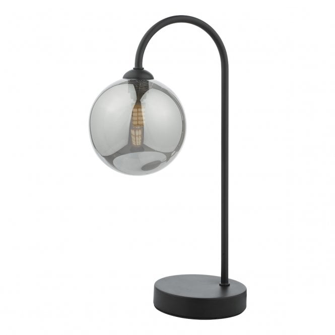 EISSA Table Lamp in Matte Black with Smoked Glass Shade