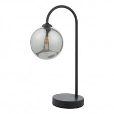 matte black and smoke glass touch lamp