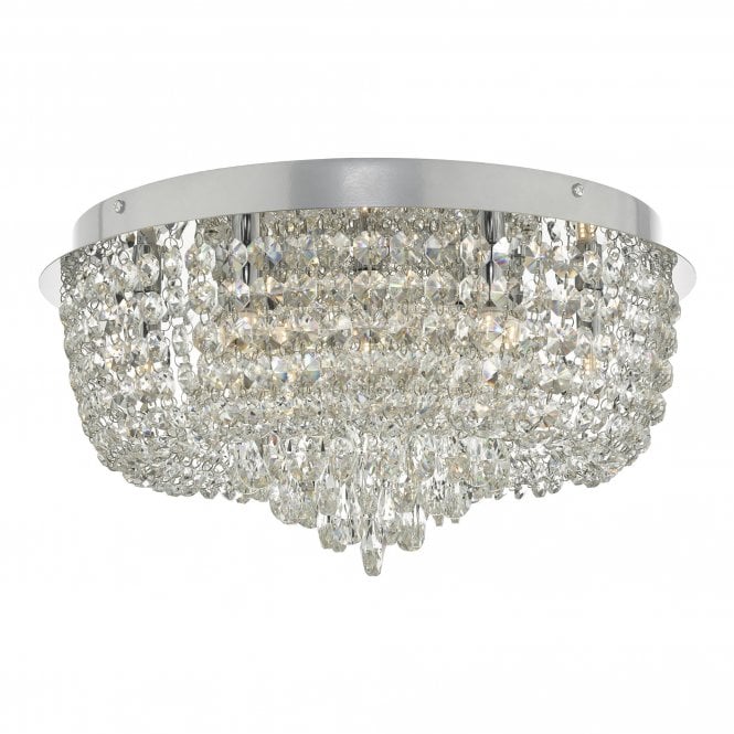 EITAN 9 Light Beaded Flush Clear and Polished Chrome