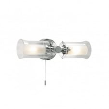chrome and glass bathroom double wall light