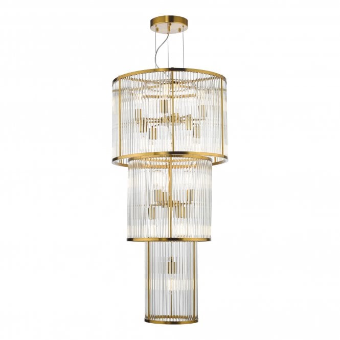ELEANOR 15 Light Chandelier in Natural Brass and Glass
