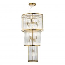 ELEANOR 15 Light Chandelier in Natural Brass and Glass