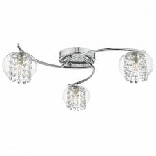 ELMA 3 light chrome flush ceiling light with glass shades