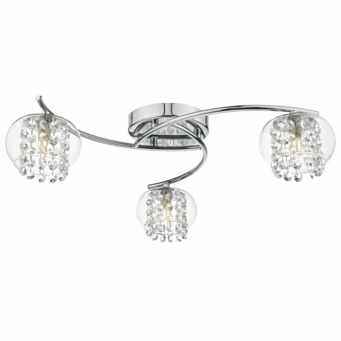 ELMA 3 light chrome flush ceiling light with glass shades