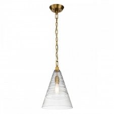 ELMORE 1 Light Pendant in Brass with Clear Candy Glass