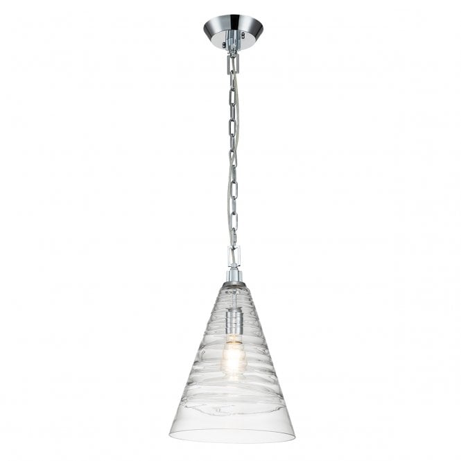ELMORE 1 Light Pendant in Polished Chrome with Clear Candy Glass