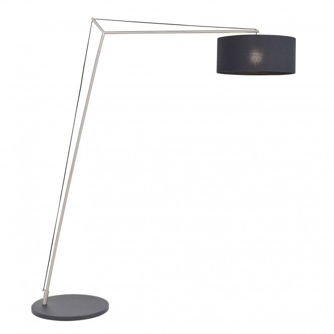 ELONGATE Arched Floor Lamp in Matt Nickel with Black Shade