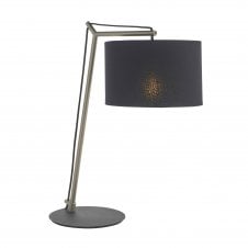ELONGATE Table Lamp in Matt Nickel with Black Shade