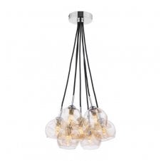 7 Light Cluster Pendant in Chrome with Champagne Organic Glass Shades