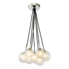 chrome ceiling light with opal and clear glass shades,