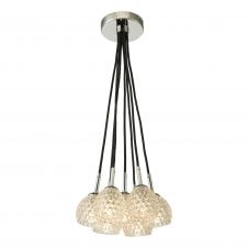 chrome ceiling light with dimpled glass shades,