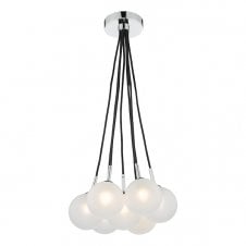 chrome ceiling light with opal glass shades,