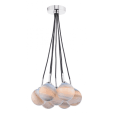 ELPIS 7 Light Cluster Pendant in Chrome With Large Planet Glass
