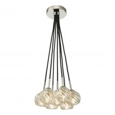chrome ceiling light with twisted glass shades,