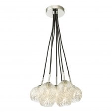 chrome ceiling light with wired glass shades,