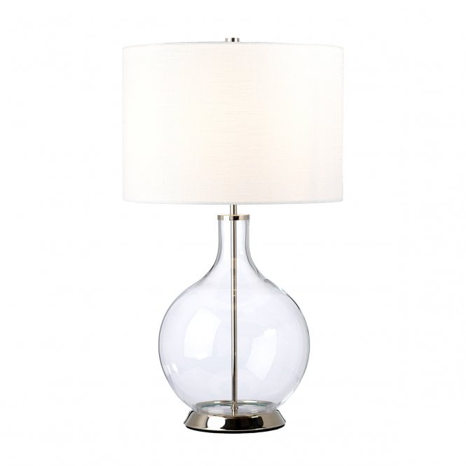  ORB Table Lamp (Complete with White Shade) Glass, Steel, Faux Linen