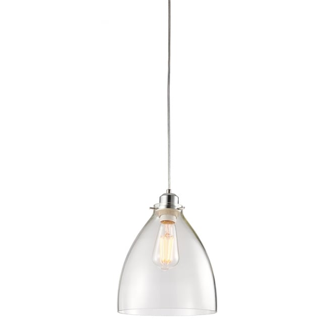 ELSTOW minimalist easy fit glass pendant shade with chrome trim