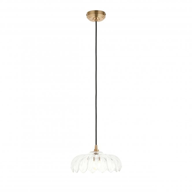 Eltham Brass & Black Suspension with Camellia Glass Shade
